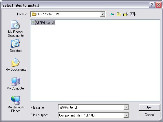 Installing & Running ASP Printer COM In The Windows COM+ Component Services - running the component form ASP pages